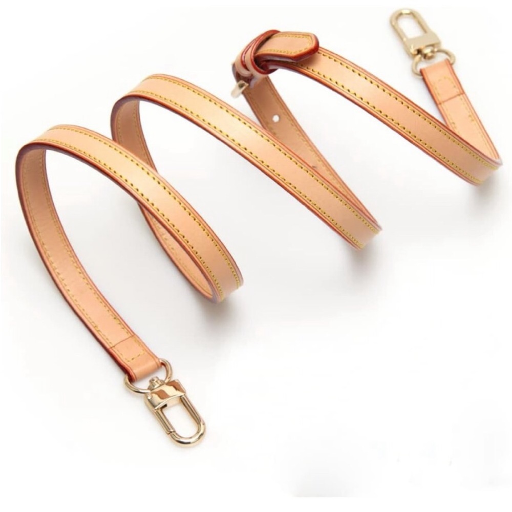 Vachetta crossbody strap for LV